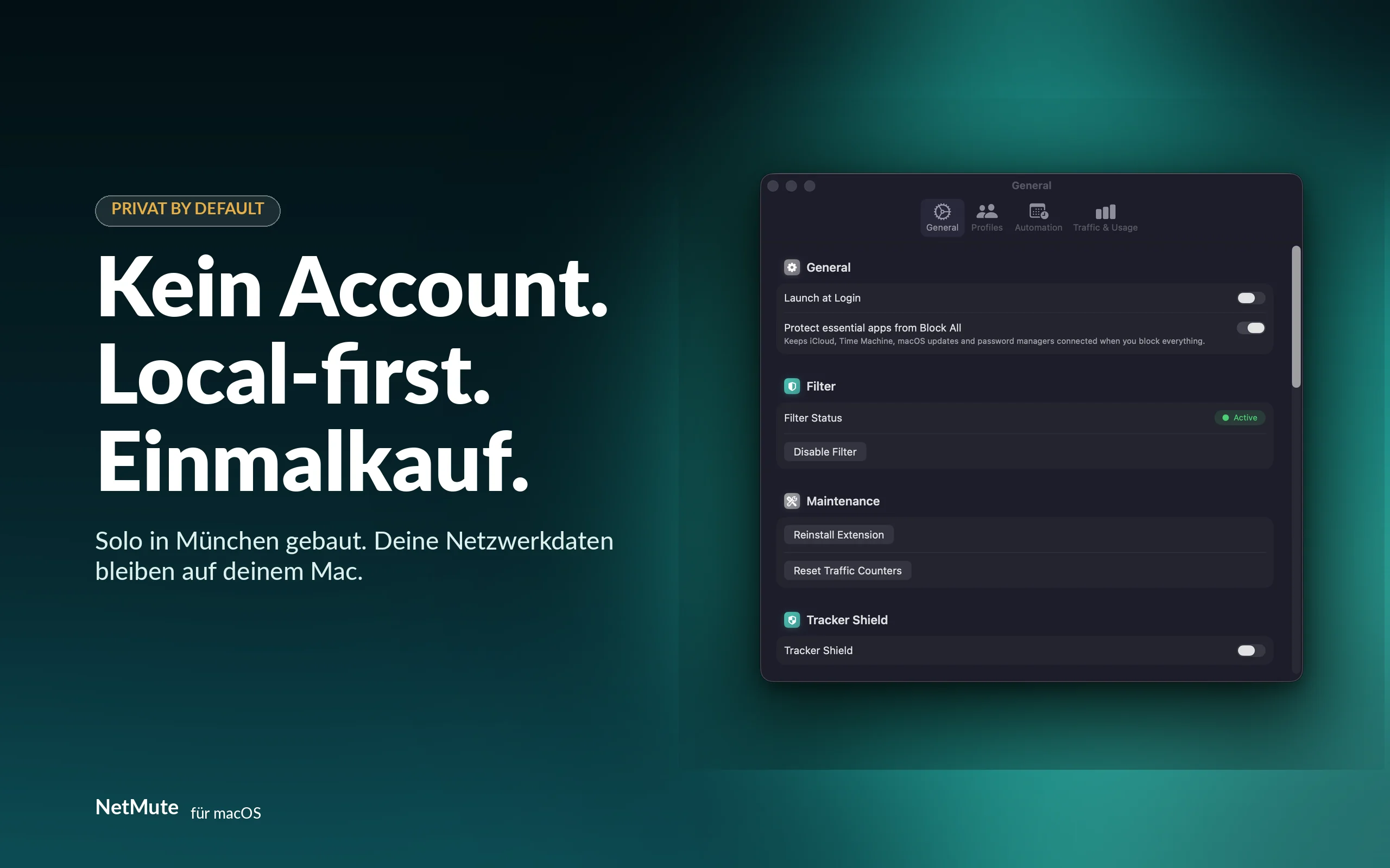 Kein Account. Local-first. Einmalkauf. Solo in München gebaut.